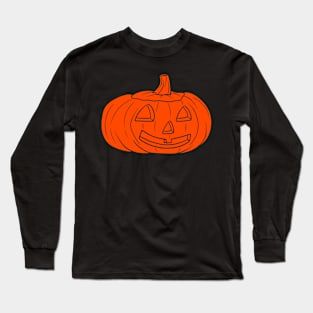 Spooky Pumpkin Orange Silhouette Design Long Sleeve T-Shirt